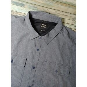 prAna Men's XL Slim Fit Gray Short Sleeve Button-Down Casual Shirt Pocket